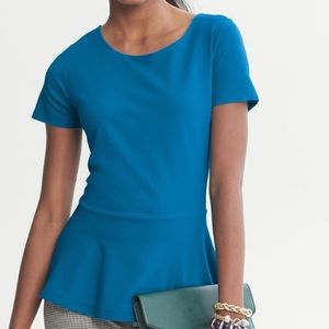 Bright Teal Banana Republic Peplum Top